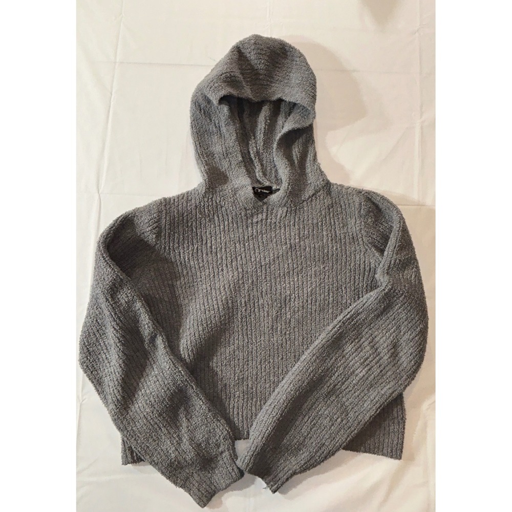 Art Class Girls XXL 18 Gray Chenille Knit Hooded Sweater Pullover